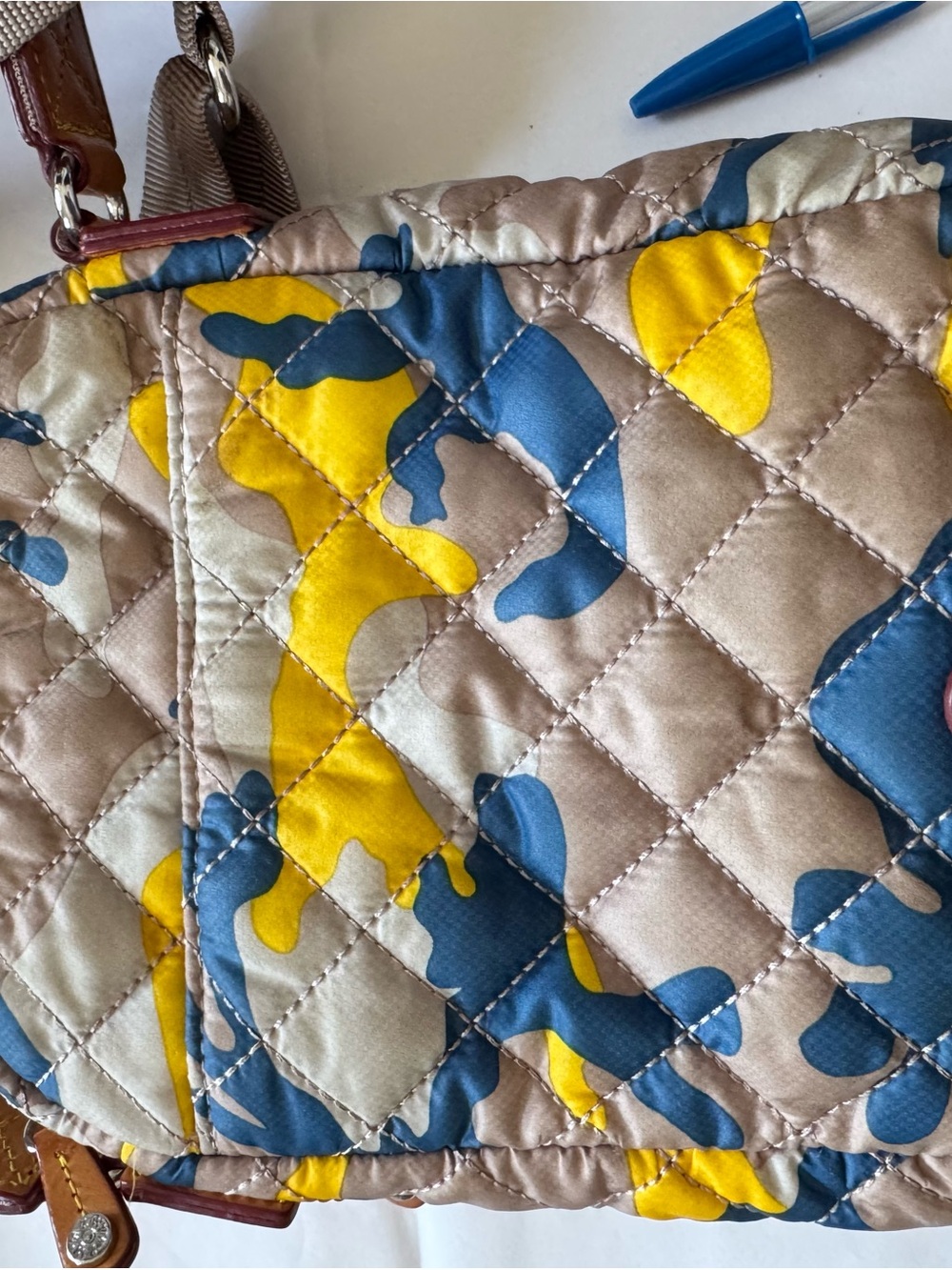 MZ Wallace Quilted Crossbody Bag in Tan, Yellow & Blue - Picture 4 of 8